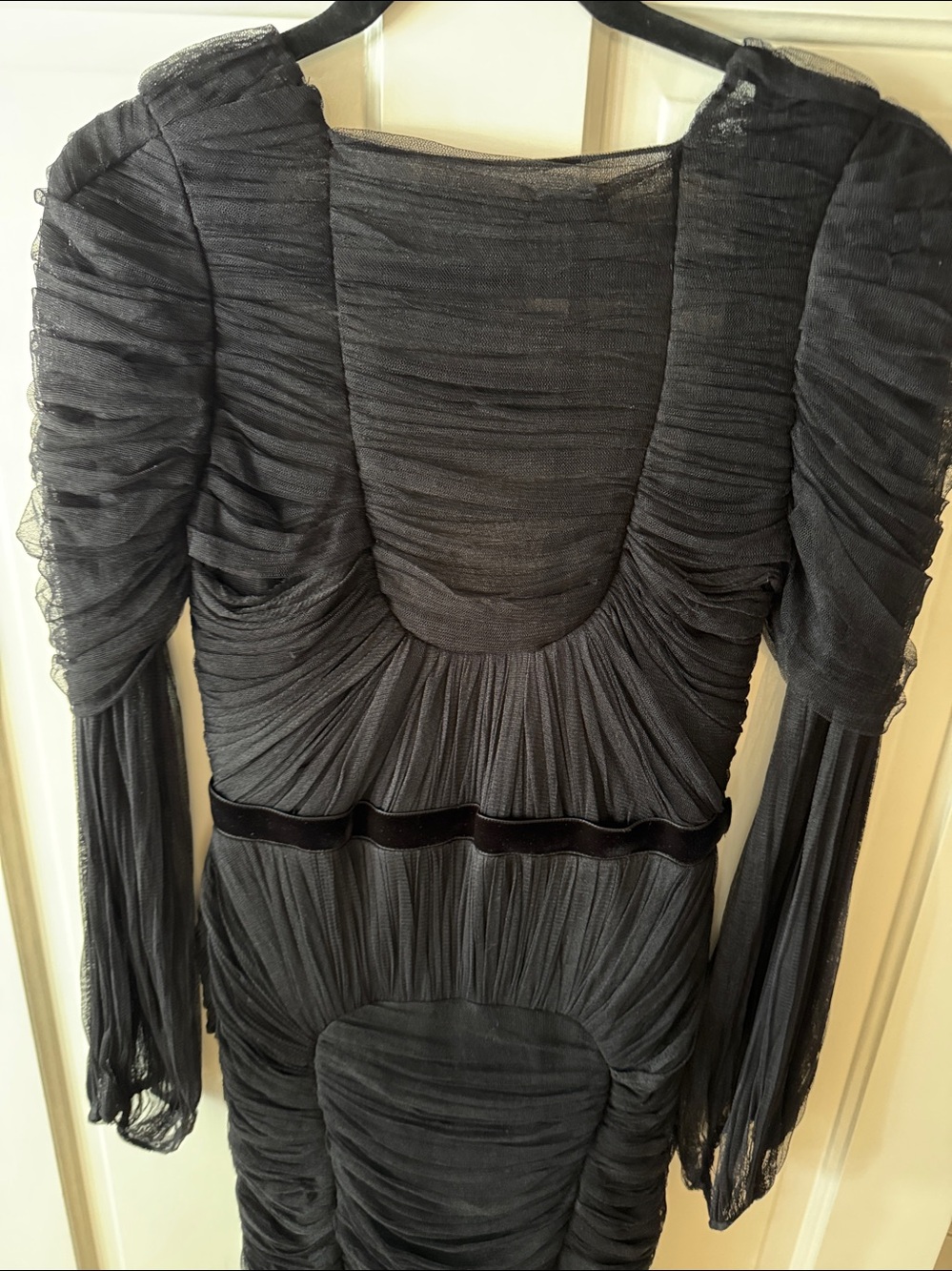 Tom Ford Black Ruched Long-Sleeve Midi Dress - Picture 7 of 16